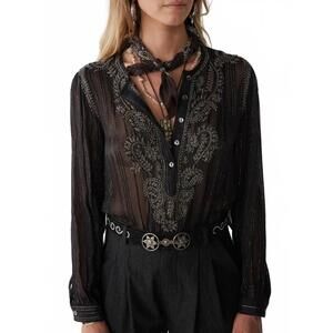 NEW MAISON HOTEL kate blouse in black star dark lurex